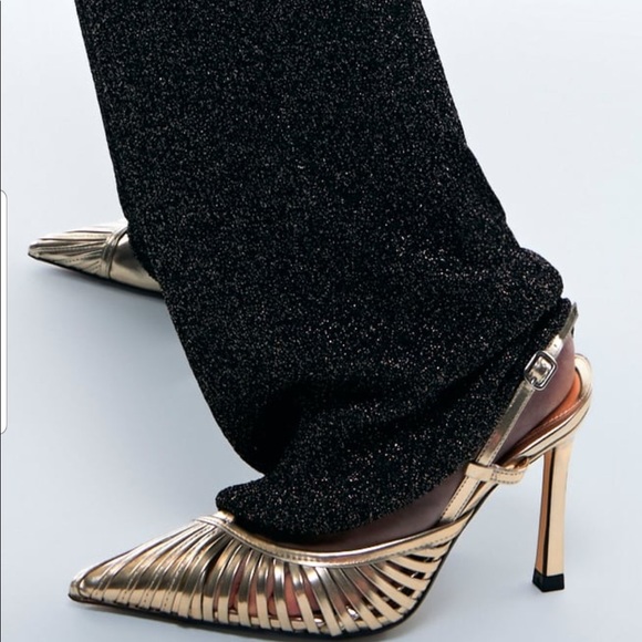 ZARA Metallic Pink Pointed High Heel Shoes With Medium Heel Size 41, 38 (F) - Picture 3 of 12